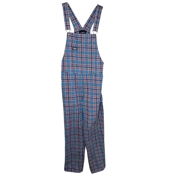 Wildfang Overalls Womens Small Blue Plaid The Essential Overall Stretch WL5400 - Picture 1 of 10